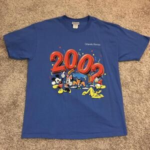 VINTAGE Disney Shirt Adult XL Blue Mickey Mouse Casual‎ Tv Movie Mens 90s 159